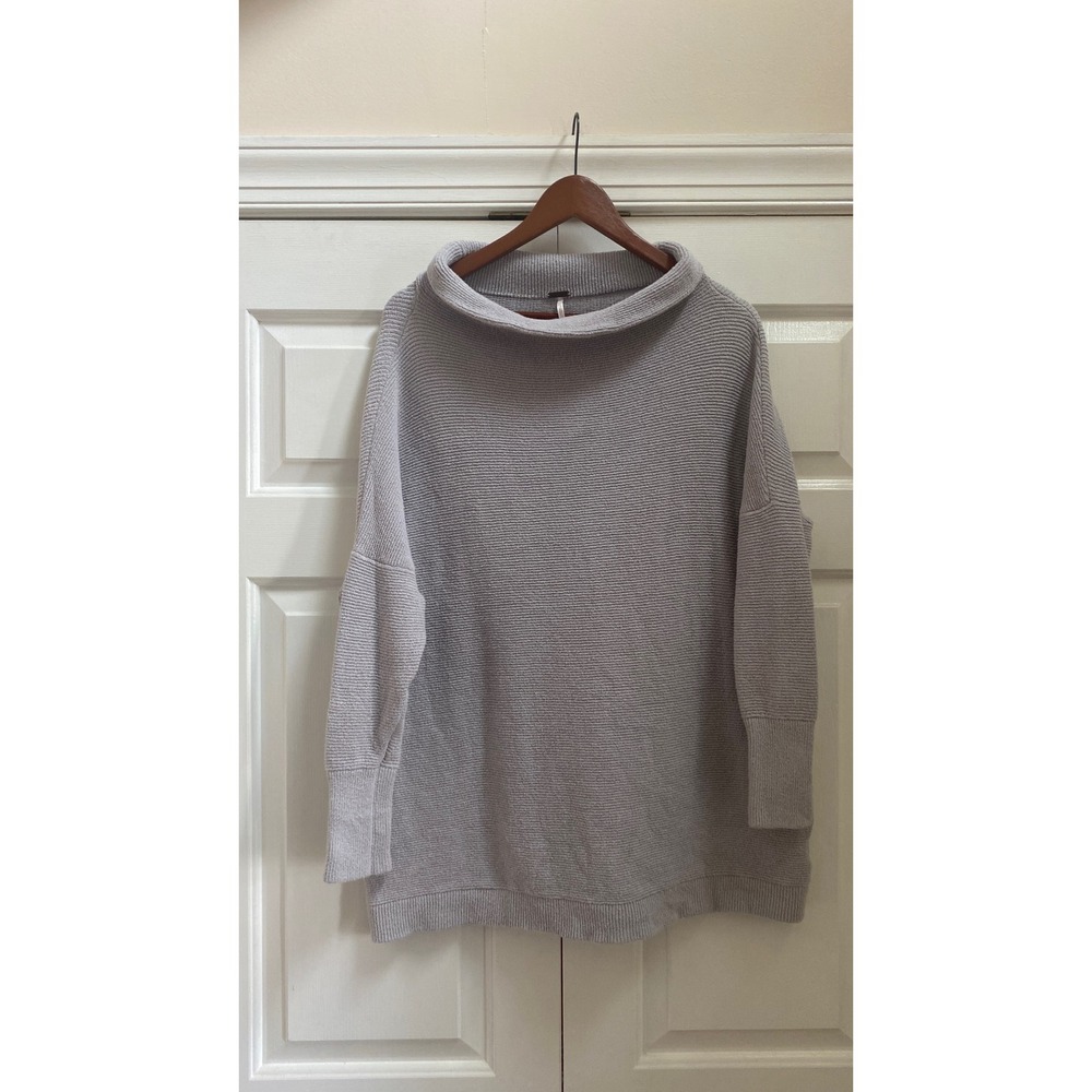 Free People Ottoman Slouchy Sweater Oversize Roll Neck Women XS Grey Mock Neck